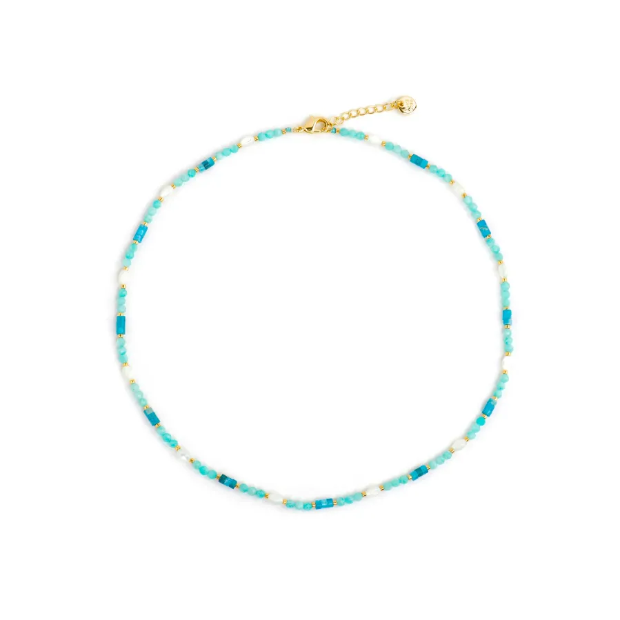 Collar acabado oro amarillo de 18k y Amazonita - Kico