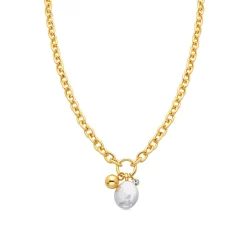 Collar acabado oro amarillo de 18k y Perla Blanca - Rinwe
