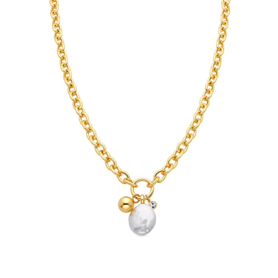 Collar acabado oro amarillo de 18k y Perla Blanca - Rinwe