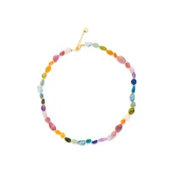 Collar acabado oro amarillo de 18k y Multicolor Piedra Natural - Umavi