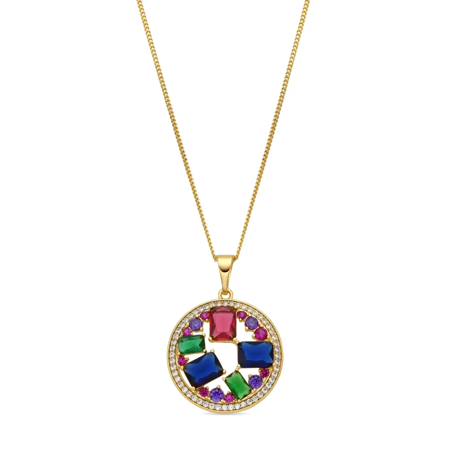 Collar acabado oro amarillo de 18k y Circonita Multicolor - Auope