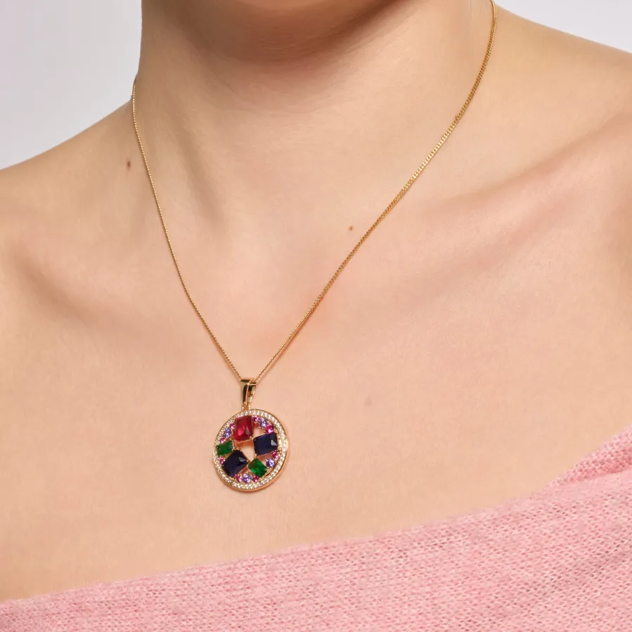 Collar acabado oro amarillo de 18k y Circonita Multicolor - Auope