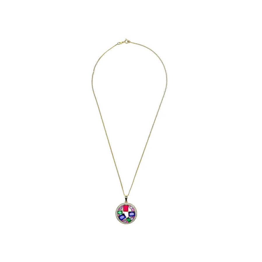 Collar acabado oro amarillo de 18k y Circonita Multicolor - Auope
