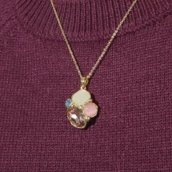Collar acabado oro amarillo de 18k y Cristal Morado - Nedla