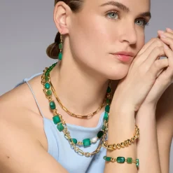 Collar acabado oro amarillo de 18k y Resina Verde - Nyste