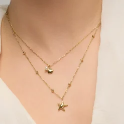 Collar acabado oro amarillo de 18k y Perla Blanca - Stik