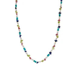 Collar acabado oro amarillo de 18k y Multicolor Piedra Natural - Onisu