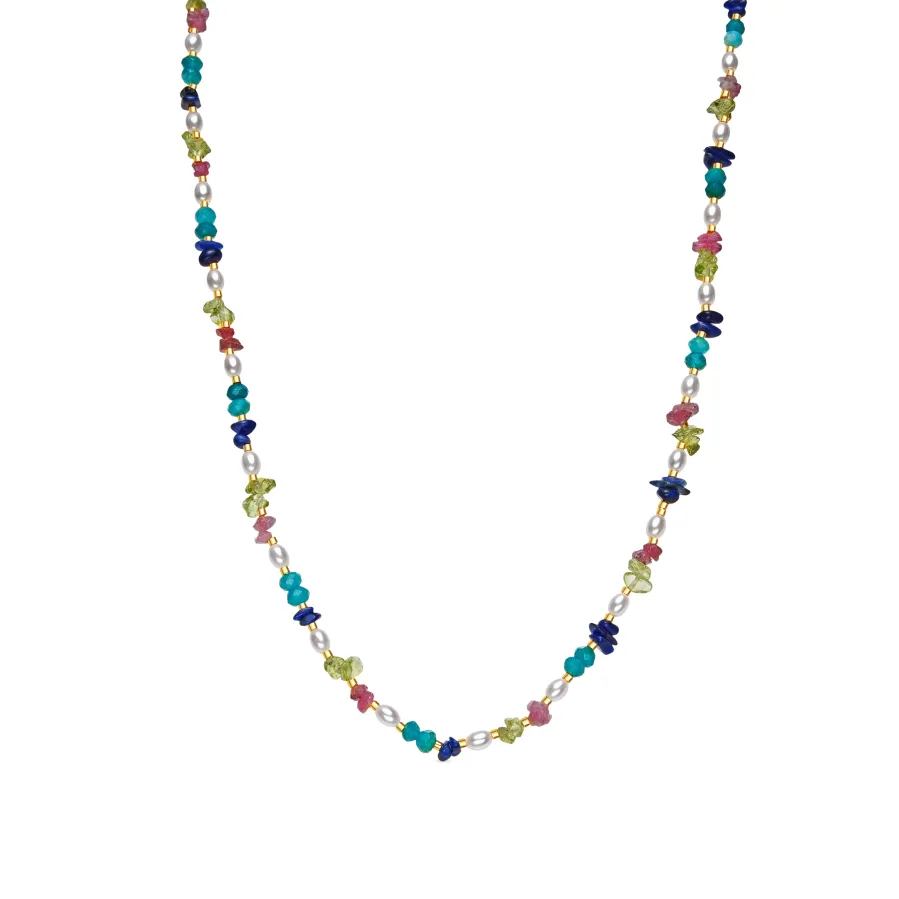 Collar acabado oro amarillo de 18k y Multicolor Piedra Natural - Onisu