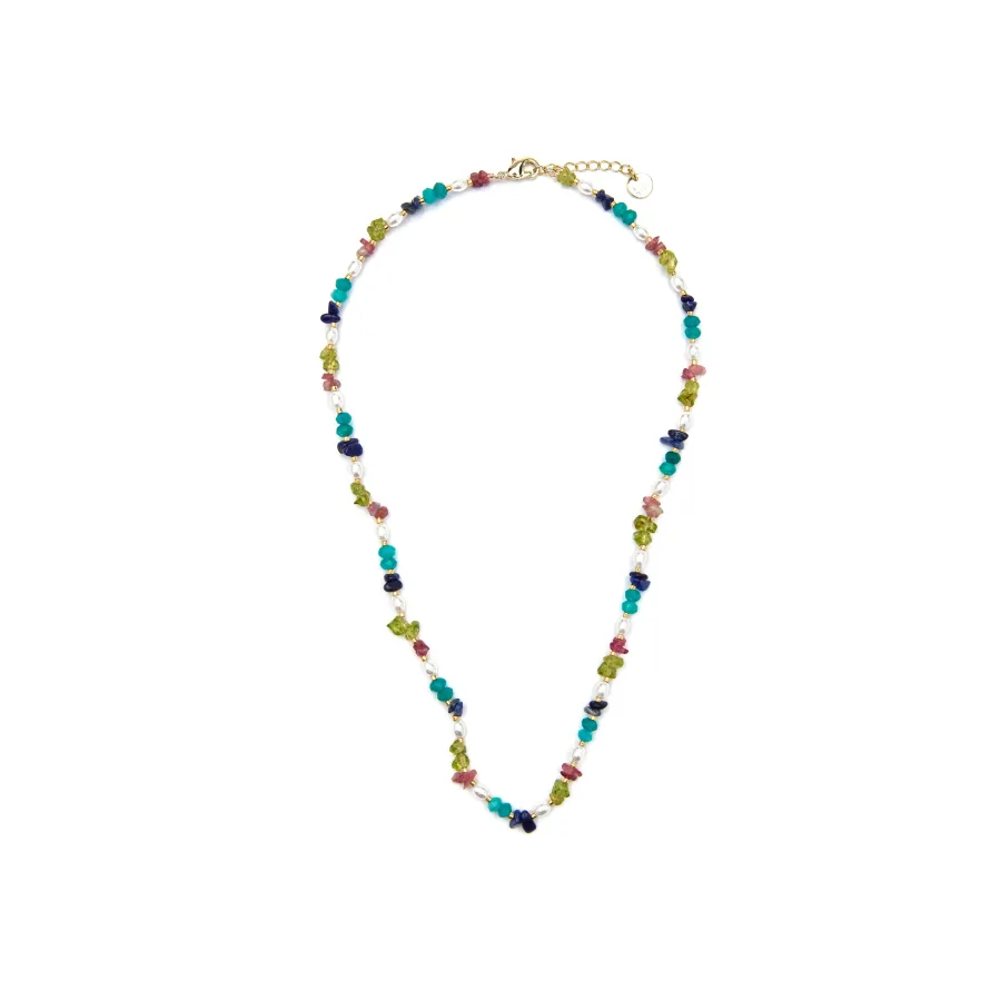 Collar acabado oro amarillo de 18k y Multicolor Piedra Natural - Onisu