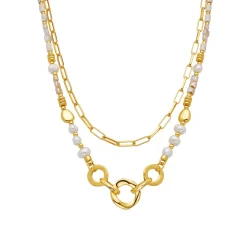 Collar acabado oro amarillo de 18k y Perla Blanca - Diriki