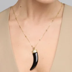 Collar acabado plata y Lacado Negro - Arhew