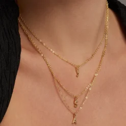 Collar con Circonita Brillante acabado oro 18k - Alphabet