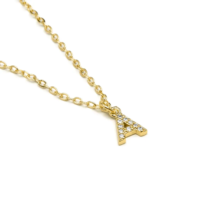 Collar con Circonita Brillante acabado oro 18k - Alphabet