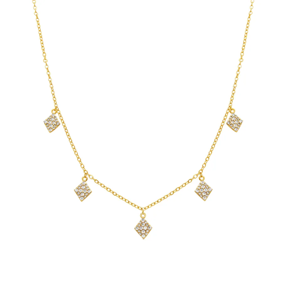 Collar con Circonita Brillante acabado oro 18k - Tingi
