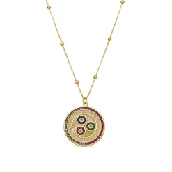 Collar con Circonita Multicolor acabado oro 18k - Purma