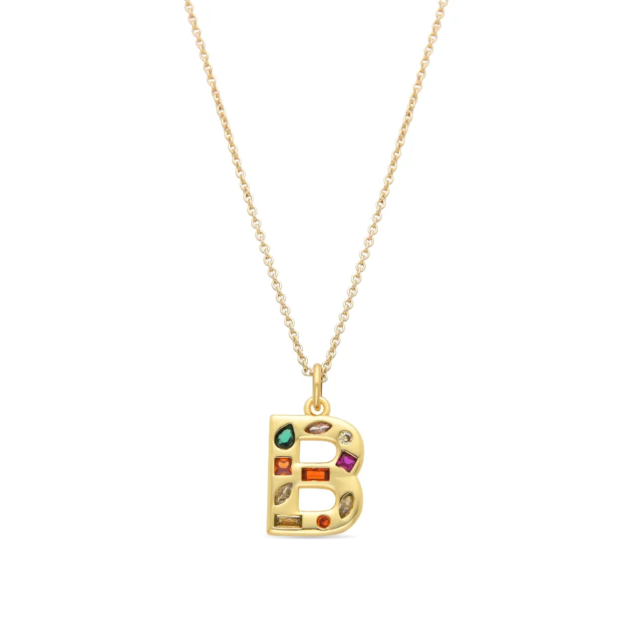 Collar con Circonita Multicolor acabado oro 18k - Alphabet