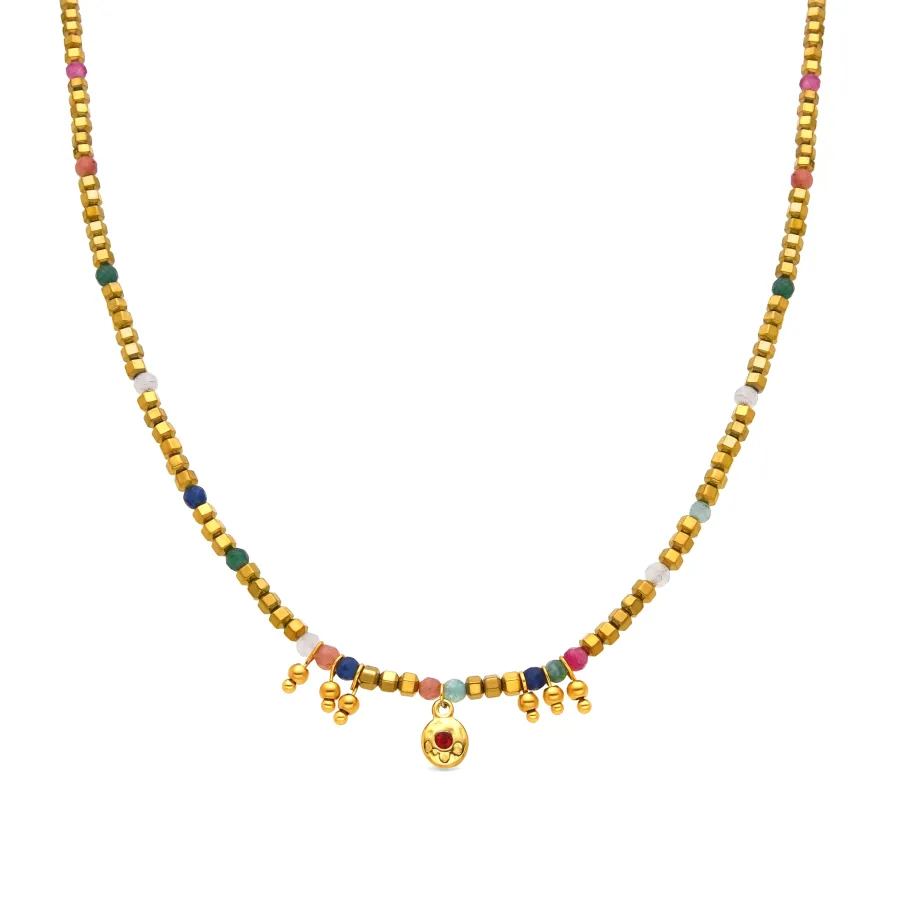 Collar con Cristal Multicolor acabado oro 18k - Damya