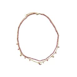 Collar con Cristal Rosa acabado oro 18k - Ethal
