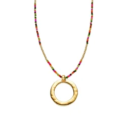 Collar con Cristal Rosa acabado oro 18k - Miota