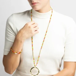 Collar con Cristal Rosa acabado oro 18k - Miota