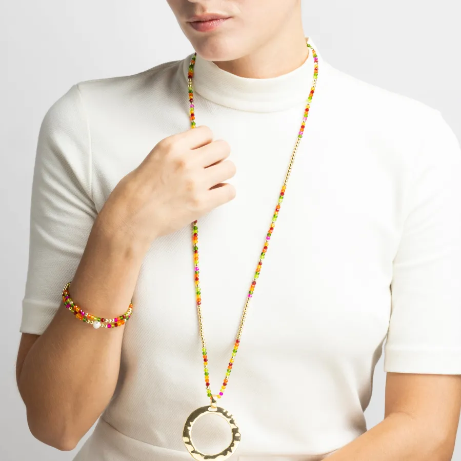 Collar con Cristal Rosa acabado oro 18k - Miota