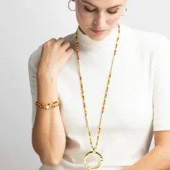 Collar con Cristal Rosa acabado oro 18k - Miota