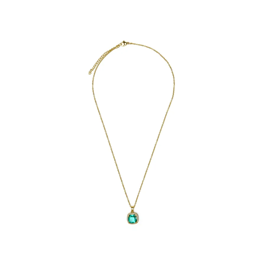 Collar con Cuarzo Hidrotermal Verde Paraiba acabado oro amarillo 18k - Kada