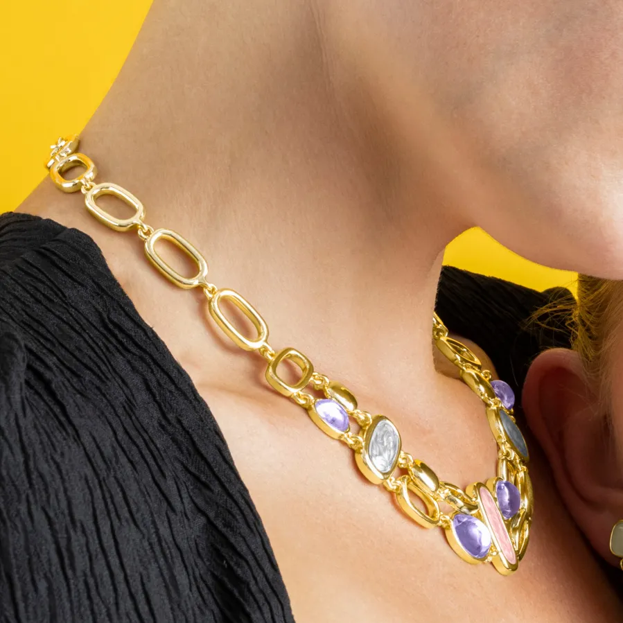 Collar con Lacado Multicolor acabado oro 18k - Laido