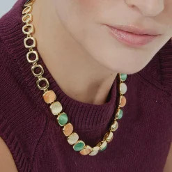 Collar con Ojo de Gato Multicolor acabado oro 18k - Shureo