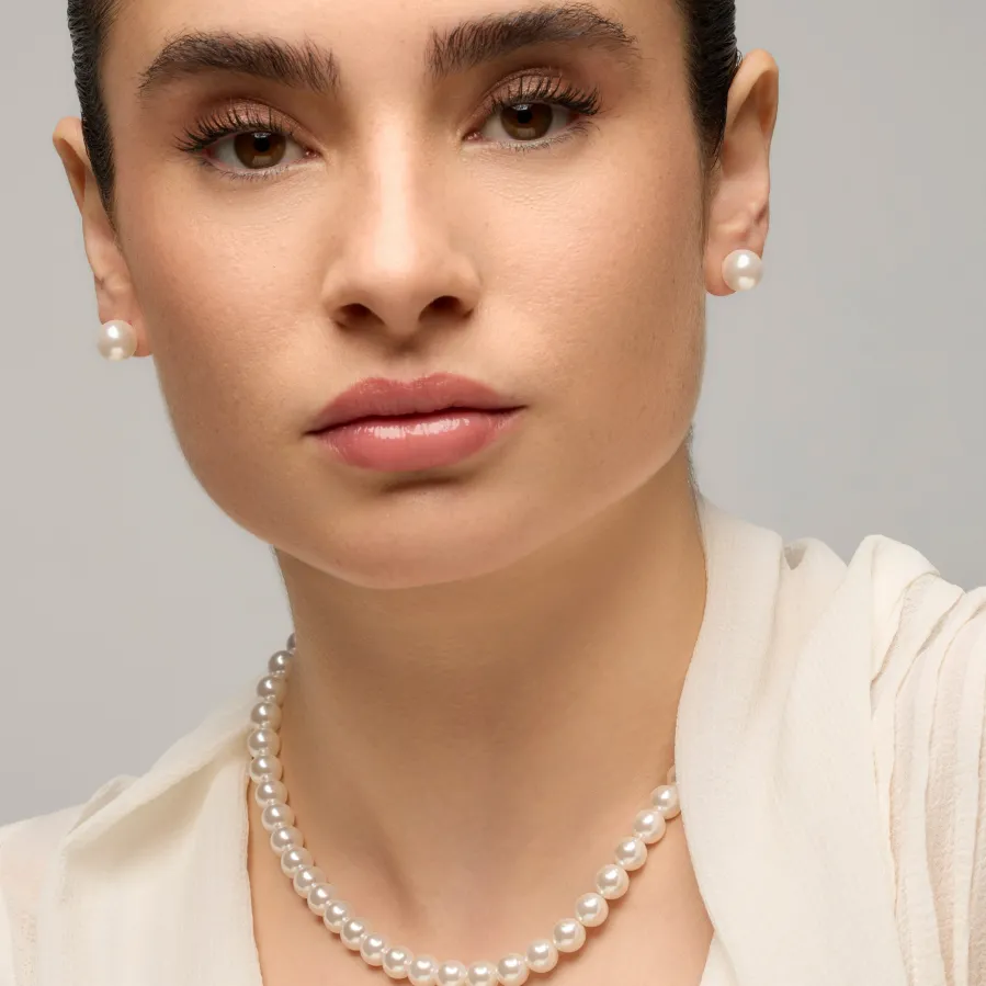 Collar con Perla Blanca acabado oro 18k - Jamel