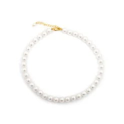 Collar con Perla Blanca acabado oro 18k - Jamel