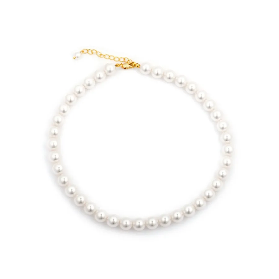 Collar con Perla Blanca acabado oro 18k - Jamel