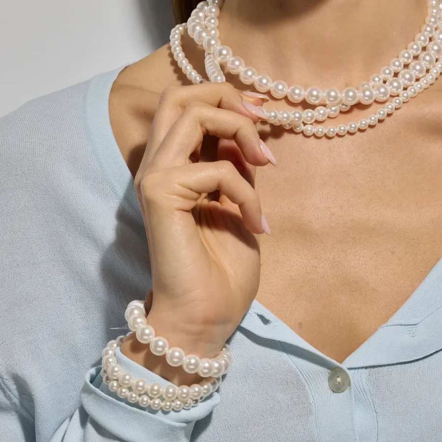 Collar con Perla Blanca acabado oro 18k - Jamel