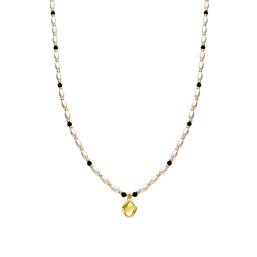 Collar con Perla Blanca acabado oro 18k - Zizi