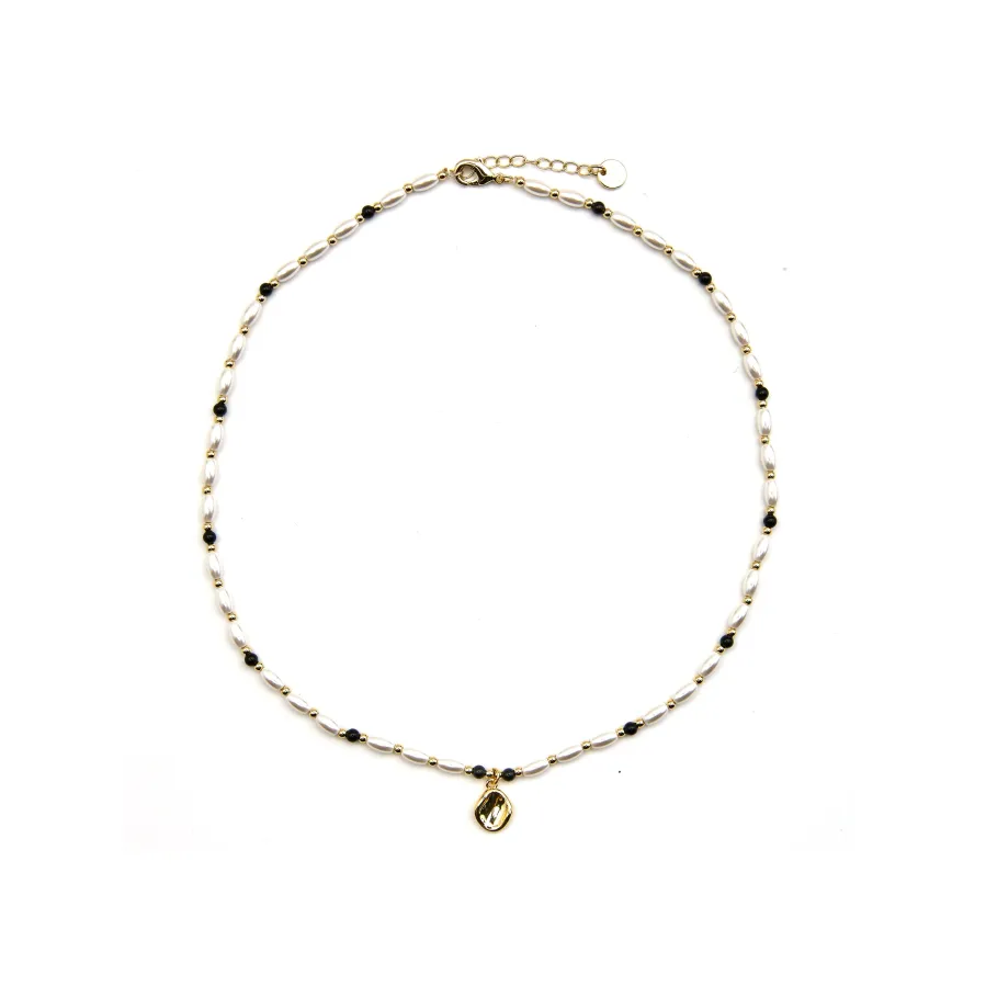 Collar con Perla Blanca acabado oro 18k - Zizi