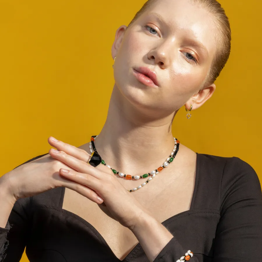Collar con Perla Blanca acabado oro 18k - Zizi