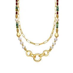 Collar con Perla Blanca acabado oro 18k - Kany