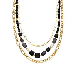 Collar con Resina Negra acabado oro 18k - Nyste