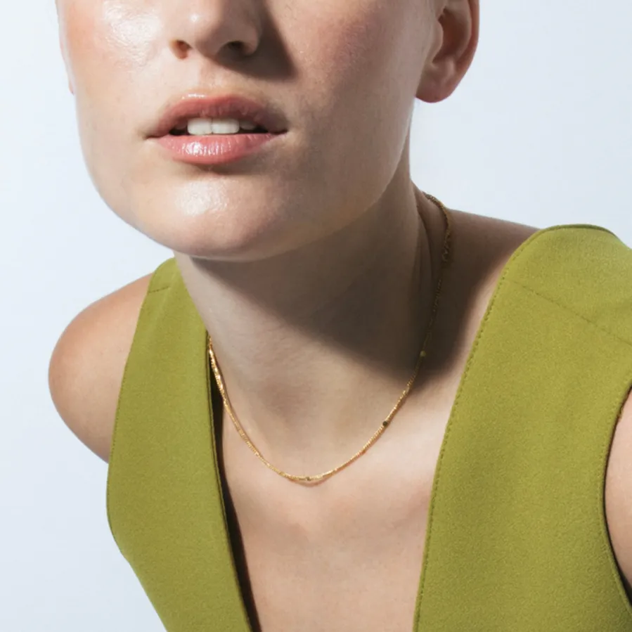 Collar de 50 cm acabado en oro amarillo de 18k - Dimha