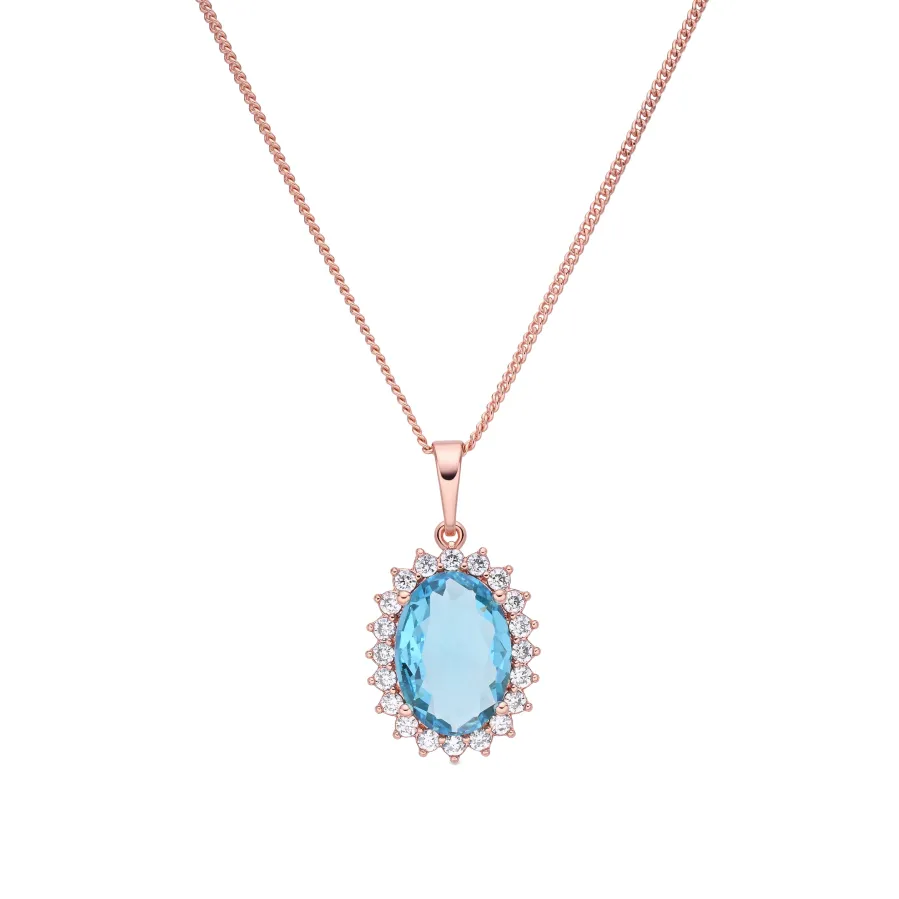Collar de Circonita Aguamarina acabado en oro rosa de 18k - Huape