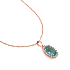 Collar de Circonita Aguamarina acabado en oro rosa de 18k - Huape
