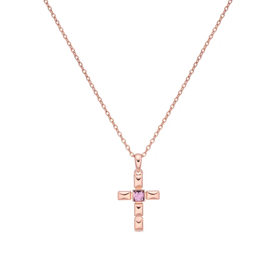 Collar de Circonita Amatista acabado en oro rosa de 18k - Dawon