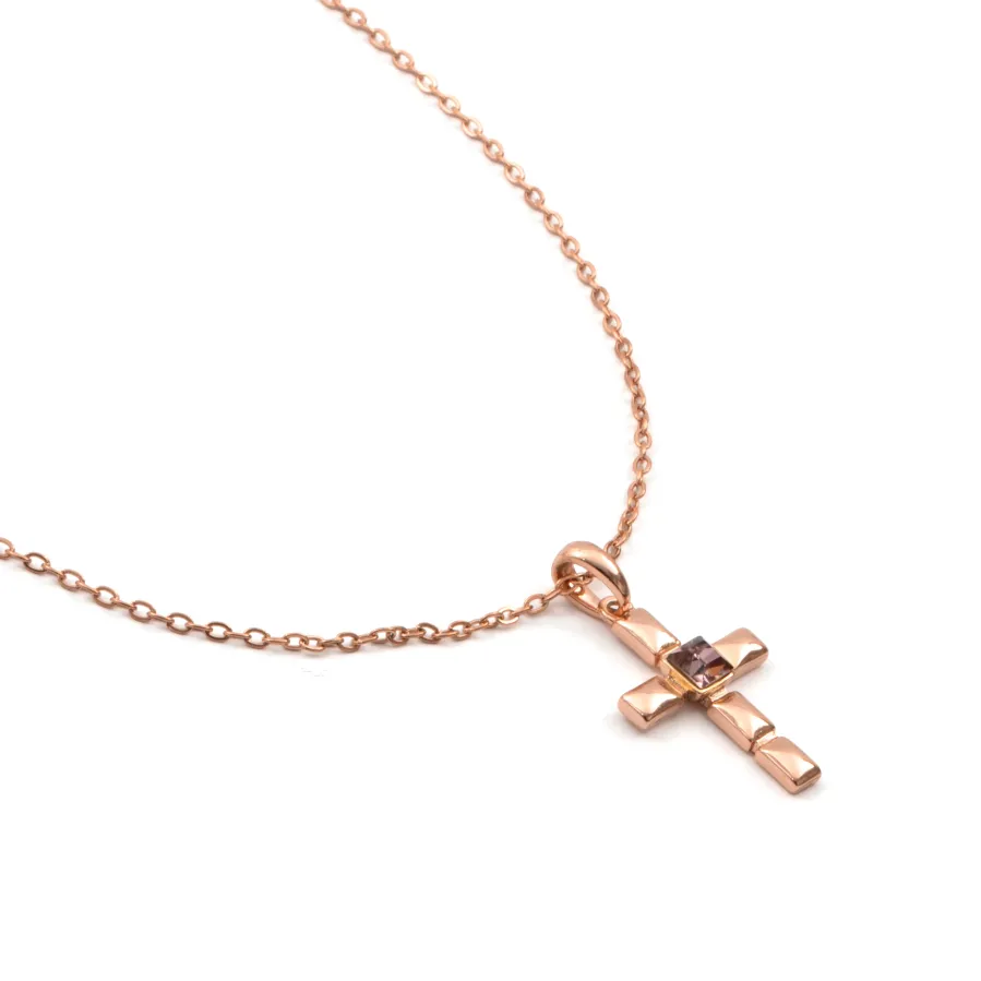 Collar de Circonita Amatista acabado en oro rosa de 18k - Dawon