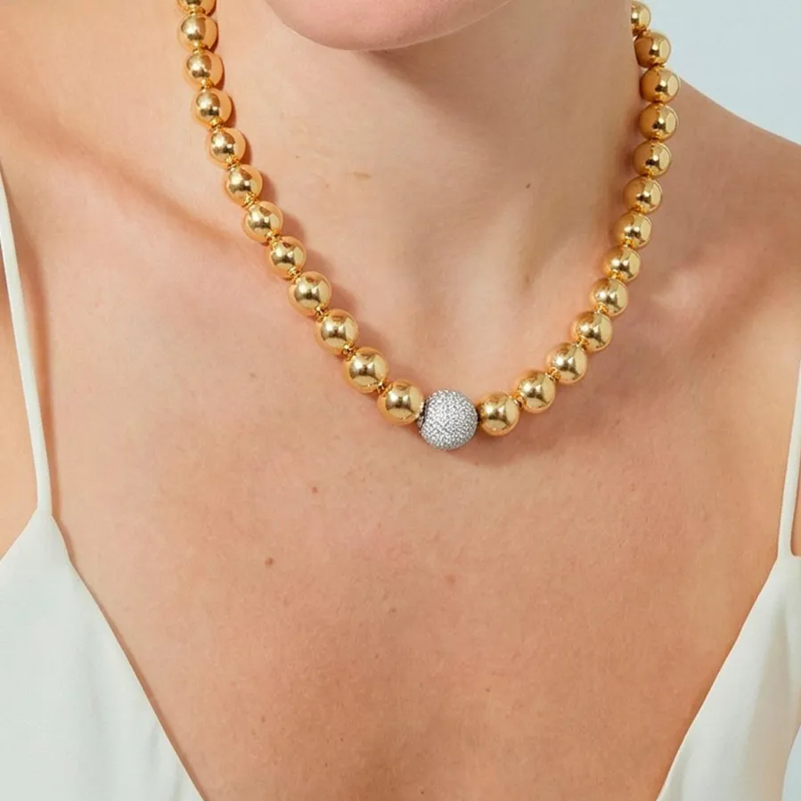 Collar de Circonita Brillante acabado en oro amarillo de 18k - Avihe
