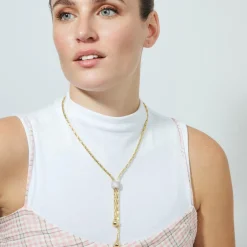 Collar de Circonita Brillante acabado en oro amarillo de 18k - Cymui