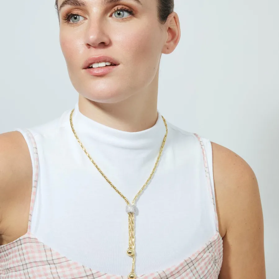 Collar de Circonita Brillante acabado en oro amarillo de 18k - Cymui