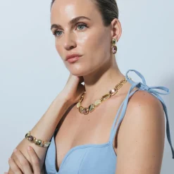 Collar de Circonita Marrón acabado en oro amarillo 18k - Ashan
