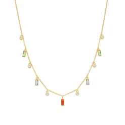 Collar de Circonita Multicolor acabado en oro amarillo de 18k - Othly