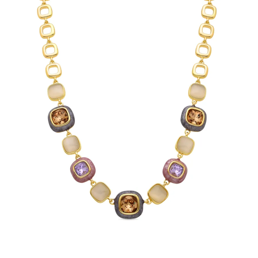 Collar de Circonita Multicolor acabado en oro amarillo 18K - Drogolo