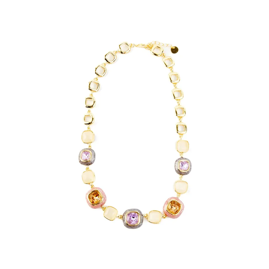 Collar de Circonita Multicolor acabado en oro amarillo 18K - Drogolo